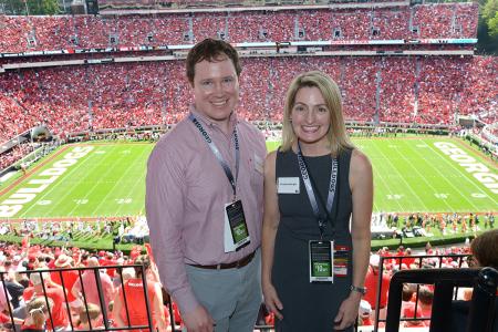 UGA Classics Professors Christine Albright and Peter O'Connell at the UGA-Tennessee football game